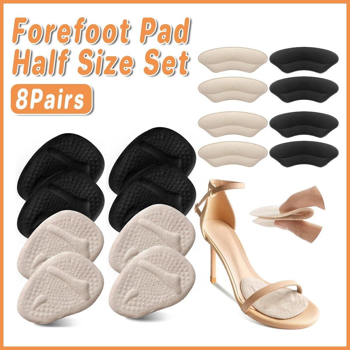 8Pairs High Heel Cushion Pads Forefoot Half Size Inserts of Foot Support Insoles